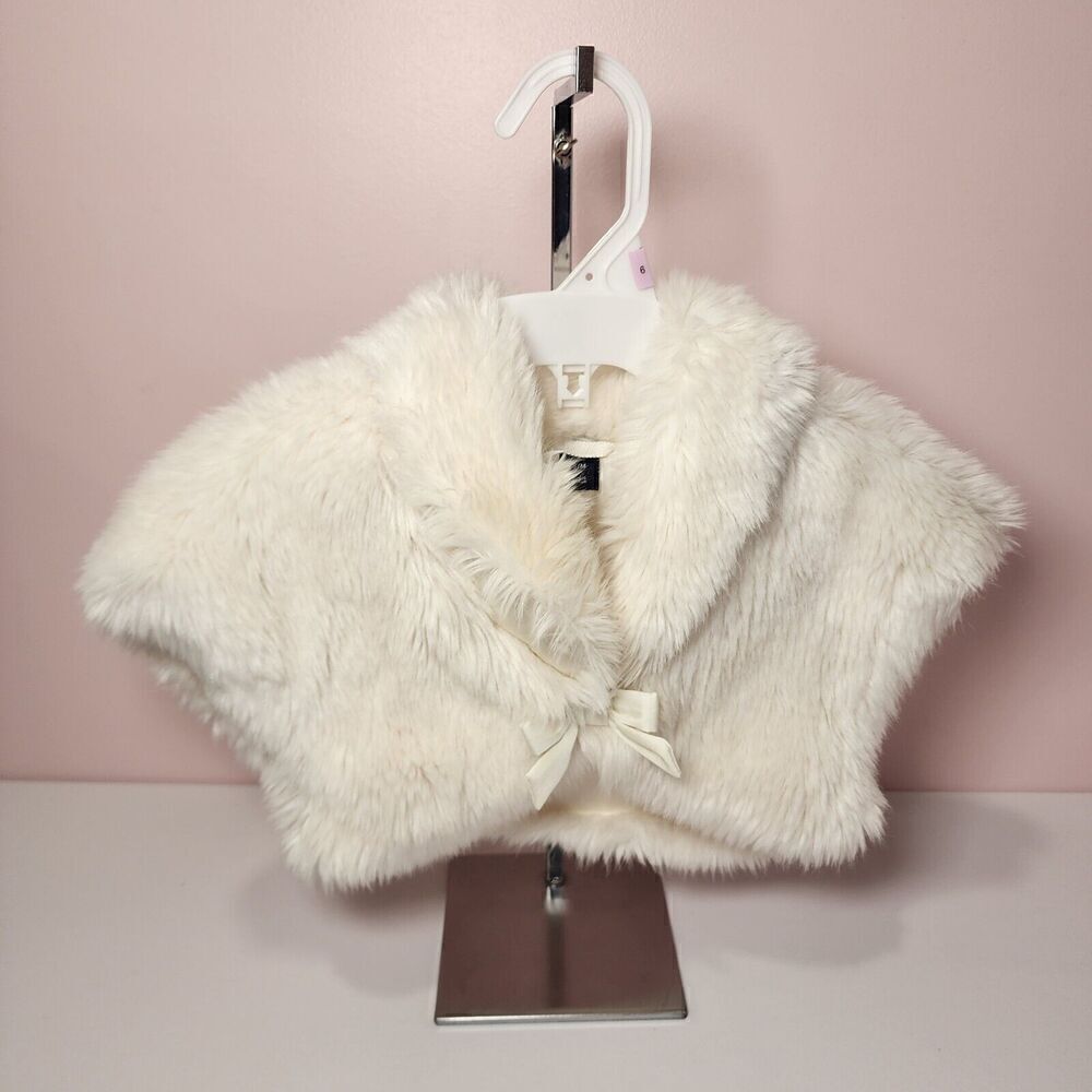 Baby Gap Ivory Frost Faux Fur Bolero Small Medium S/M